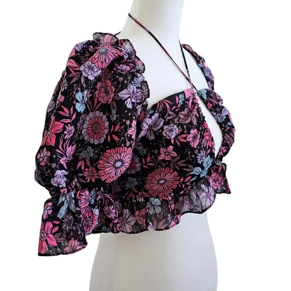 Revolve MAJORELLE Olivia floral crop top Dancing Valley black medium NWT - Picture 5 of 8